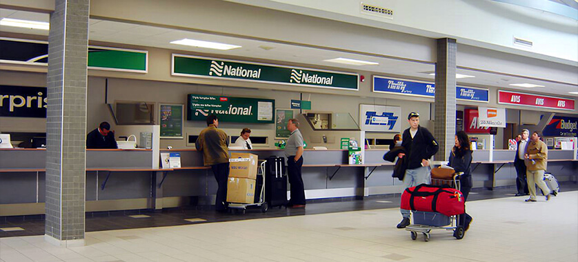 Airport car rental desks