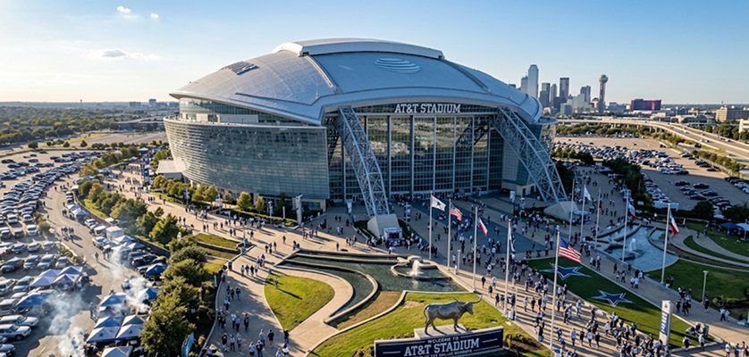 Rental cars parked in Dallas AT&T Stadium