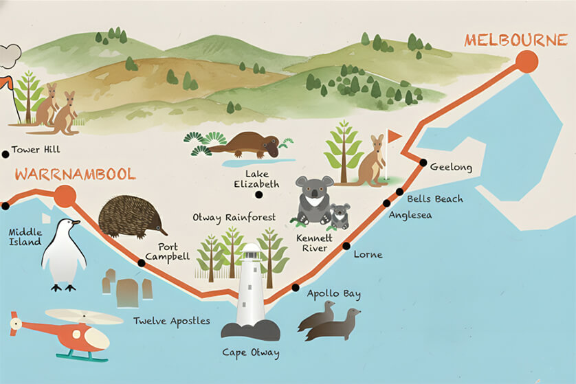 Map of the Great Ocean Road