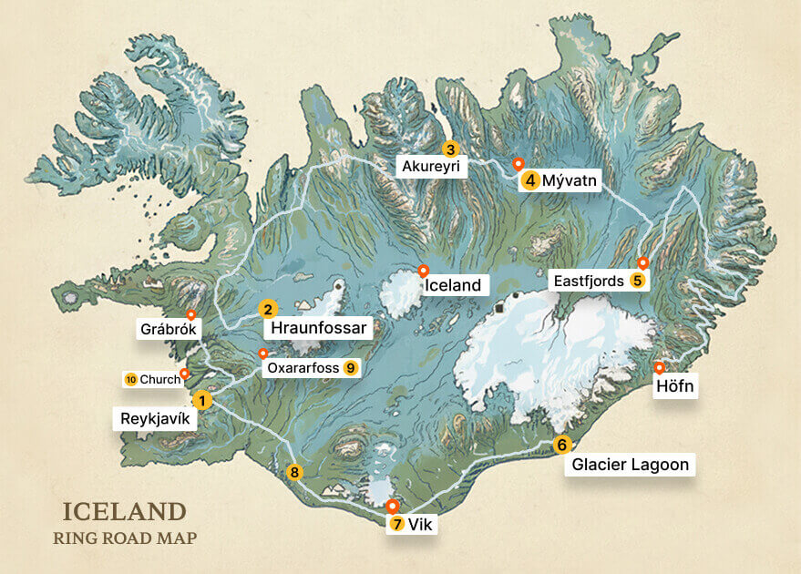 Iceland Ring Road Map