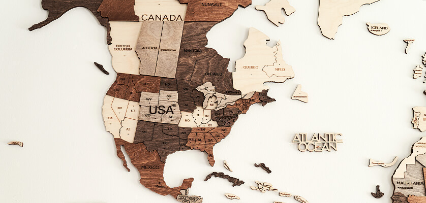 Map of Canada and USA